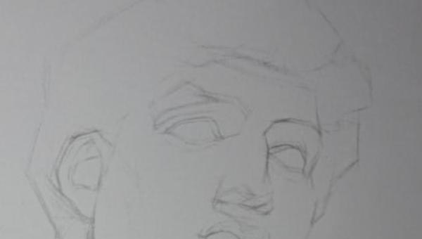素描石膏阿格里巴的画法，近代历史人物素描简笔画