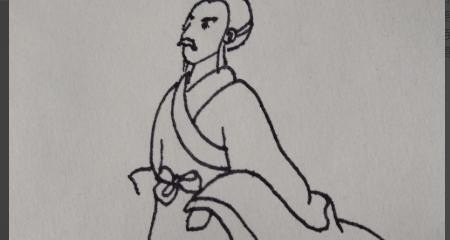 人物简笔画小女孩简笔画怎么画_怎么画古代很有风骨的古人屈原卡通儿童简笔画 - 华夏历史