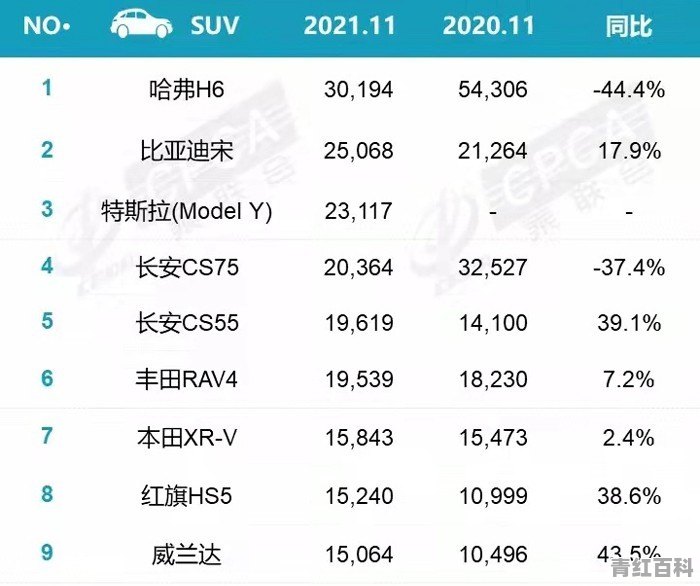 11月suv销量前十