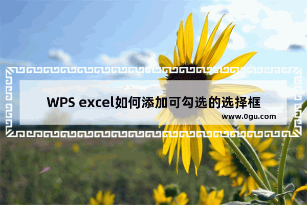 WPS excel如何添加可勾选的选择框？