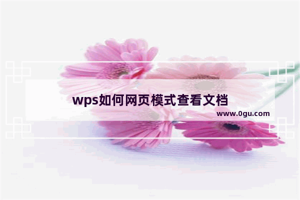 wps如何网页模式查看文档