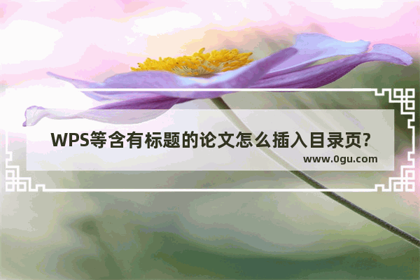 WPS等含有标题的论文怎么插入目录页?