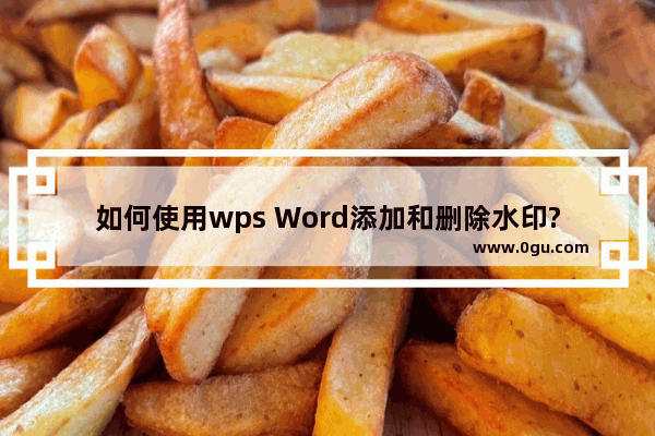 如何使用wps Word添加和删除水印? wps Word添加删除水印办法