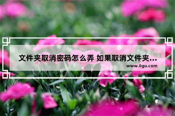 文件夹取消密码怎么弄 如果取消文件夹密码
