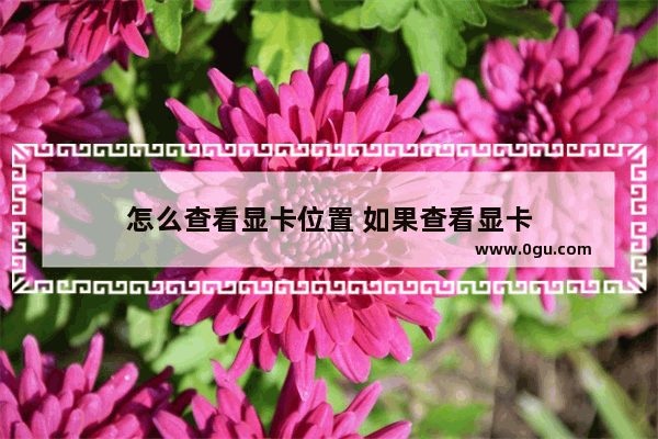 怎么查看显卡位置 如果查看显卡