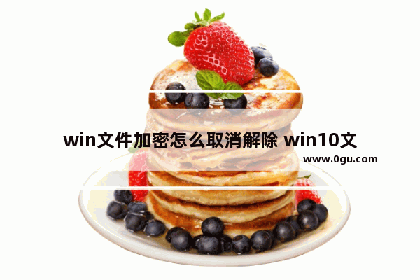 win文件加密怎么取消解除 win10文件加密怎么取消