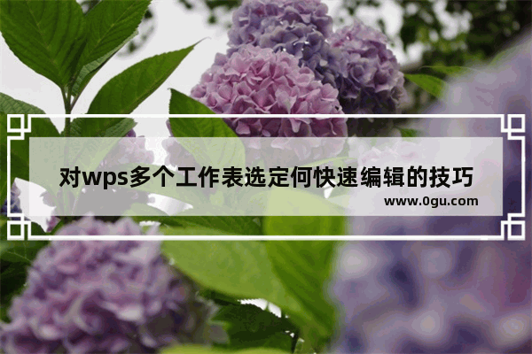 对wps多个工作表选定何快速编辑的技巧