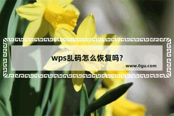 wps乱码怎么恢复吗?