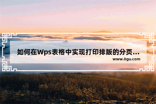如何在Wps表格中实现打印排版的分页功能
