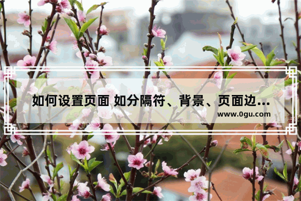 如何设置页面 如分隔符、背景、页面边框等 对于WPS文本