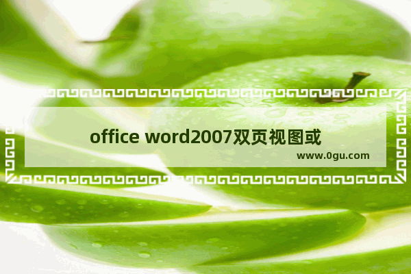 office word2007双页视图或者页面如何设置?
