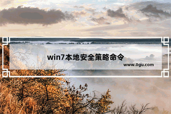win7本地安全策略命令