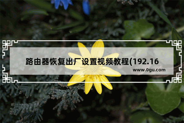 路由器恢复出厂设置视频教程(192.168.0.1路由器设置)
