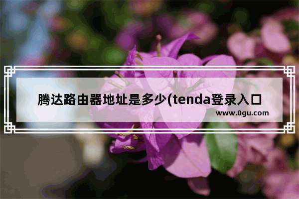 腾达路由器地址是多少(tenda登录入口192.168.0.1)