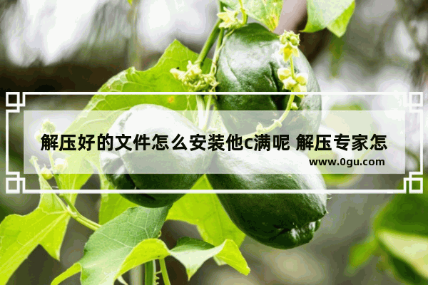 解压好的文件怎么安装他c满呢 解压专家怎么安装文件