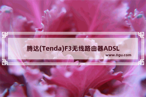 腾达(Tenda)F3无线路由器ADSL拨号上网设置