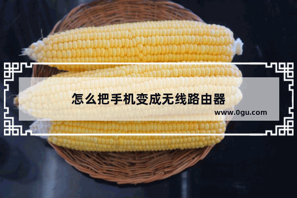 怎么把手机变成无线路由器