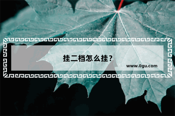 挂二档怎么挂？