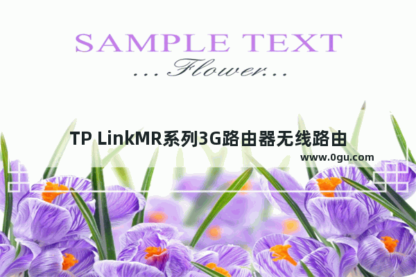 TP LinkMR系列3G路由器无线路由模式设置上网
