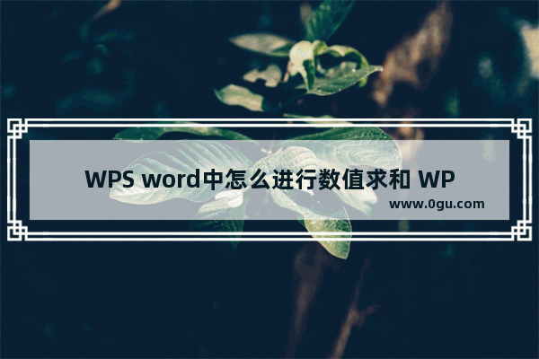 WPS word中怎么进行数值求和 WPS word中对数值进行求和的方法