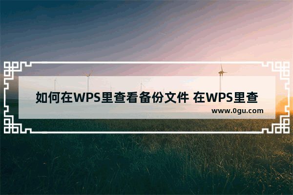 如何在WPS里查看备份文件 在WPS里查看备份文件的方法