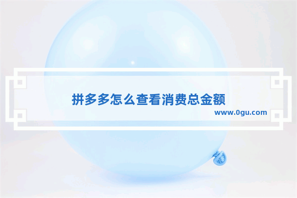 拼多多怎么查看消费总金额