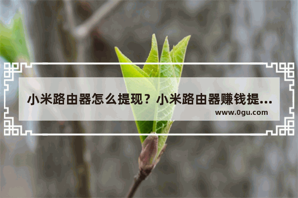 小米路由器怎么提现？小米路由器赚钱提现方法