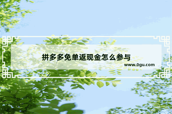 拼多多免单返现金怎么参与