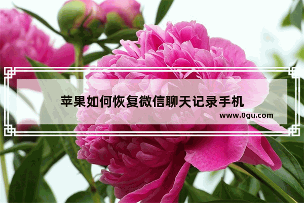 苹果如何恢复微信聊天记录手机