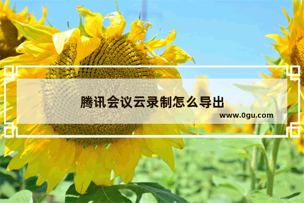 腾讯会议云录制怎么导出