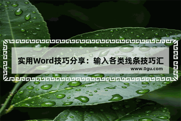实用Word技巧分享：输入各类线条技巧汇总 