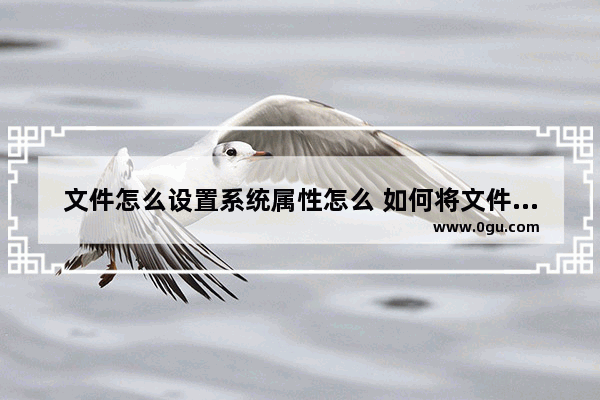 文件怎么设置系统属性怎么 如何将文件设置为系统属性