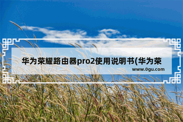 华为荣耀路由器pro2使用说明书(华为荣耀路由pro2)