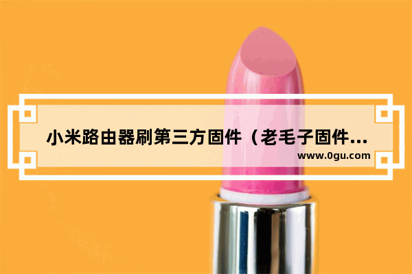 小米路由器刷第三方固件（老毛子固件也是有路由器管理APP）