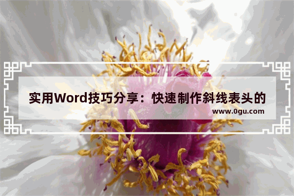 实用Word技巧分享：快速制作斜线表头的两种方法 