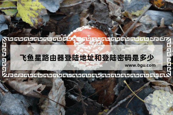 飞鱼星路由器登陆地址和登陆密码是多少