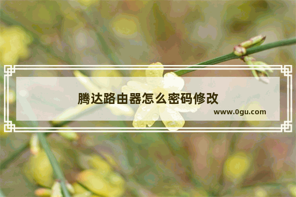 腾达路由器怎么密码修改