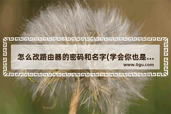怎么改路由器的密码和名字(学会你也是半个宽带师傅)
