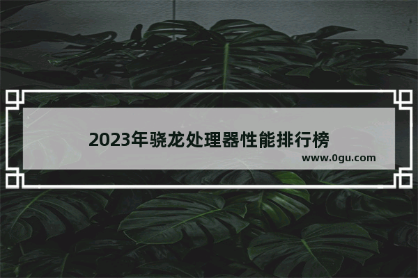 2023年骁龙处理器性能排行榜