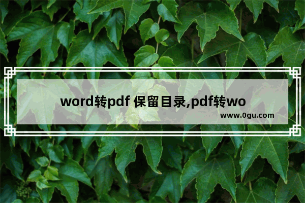 word转pdf 保留目录,pdf转word怎么删除页面