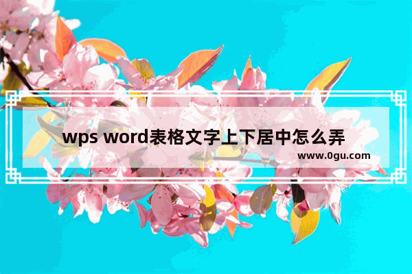 wps word表格文字上下居中怎么弄 wps word表格文字上下居中设置方法