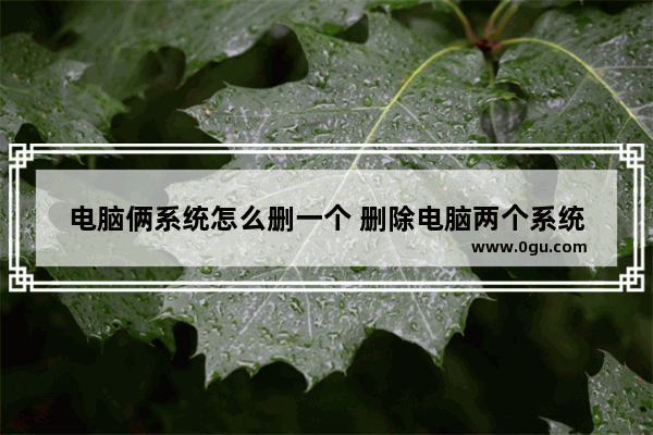 电脑俩系统怎么删一个 删除电脑两个系统