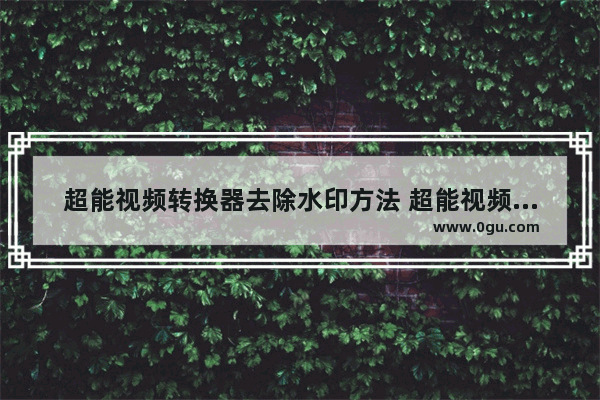 超能视频转换器去除水印方法 超能视频转换器如何去除水印