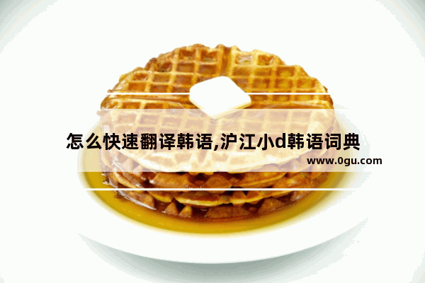 怎么快速翻译韩语,沪江小d韩语词典