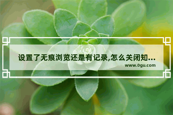 设置了无痕浏览还是有记录,怎么关闭知乎的浏览记录