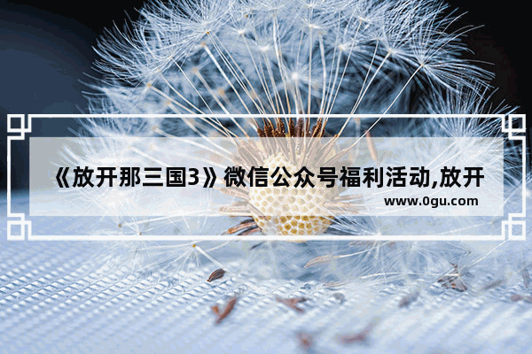 《放开那三国3》微信公众号福利活动,放开那三国3哪个平台福利多
