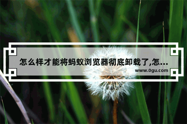 怎么样才能将蚂蚁浏览器彻底卸载了,怎么能把浏览器卸载