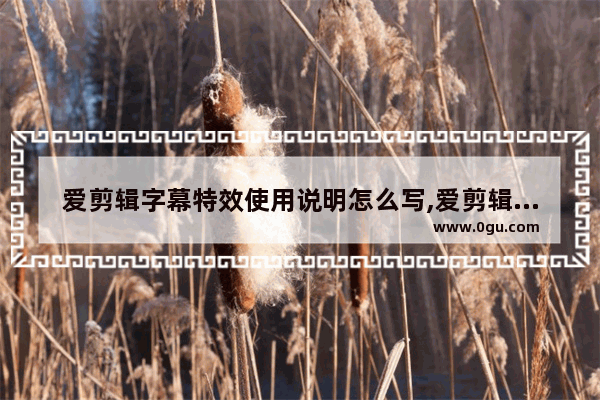 爱剪辑字幕特效使用说明怎么写,爱剪辑字幕特效怎么用