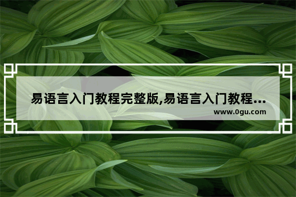 易语言入门教程完整版,易语言入门教程电子书