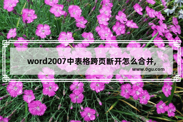 word2007中表格跨页断开怎么合并,怎么让表格跨页断开